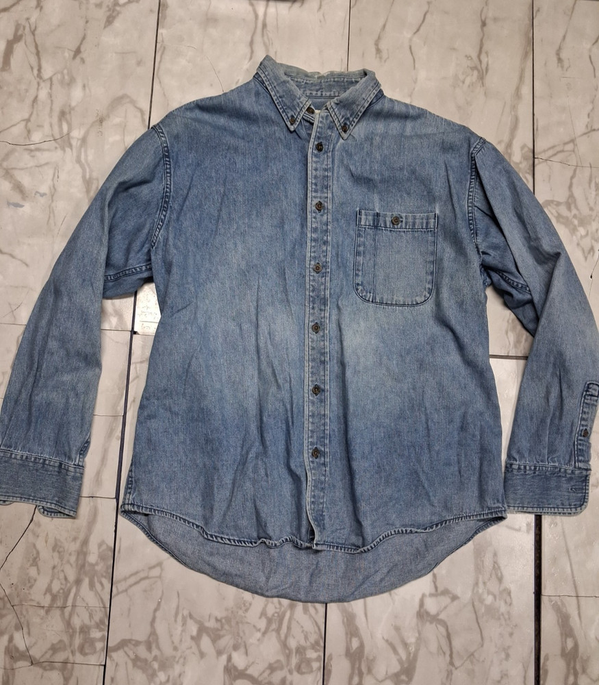 Vintage 90’s Cabela's Men's Large Button-Up Shirt Blue Chambray Flannel