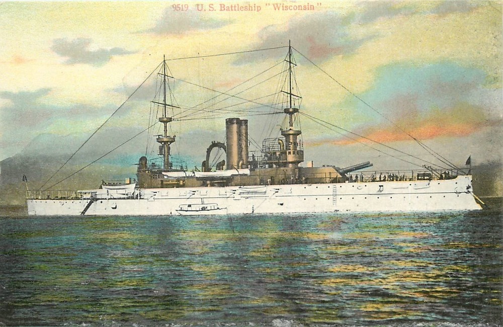 c1910 USS Wisconsin Battleship Navy Military Britton & Rey postcard 25-4043