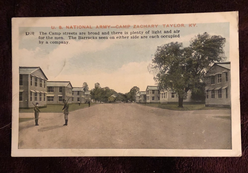 Postcard National Army Camp Zachary Taylor Louisville  KY. RPO cancellation