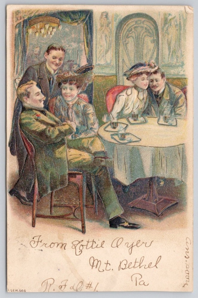 1904 Mt. Bethel PA Postcard Social Scene Embossed Divided Back