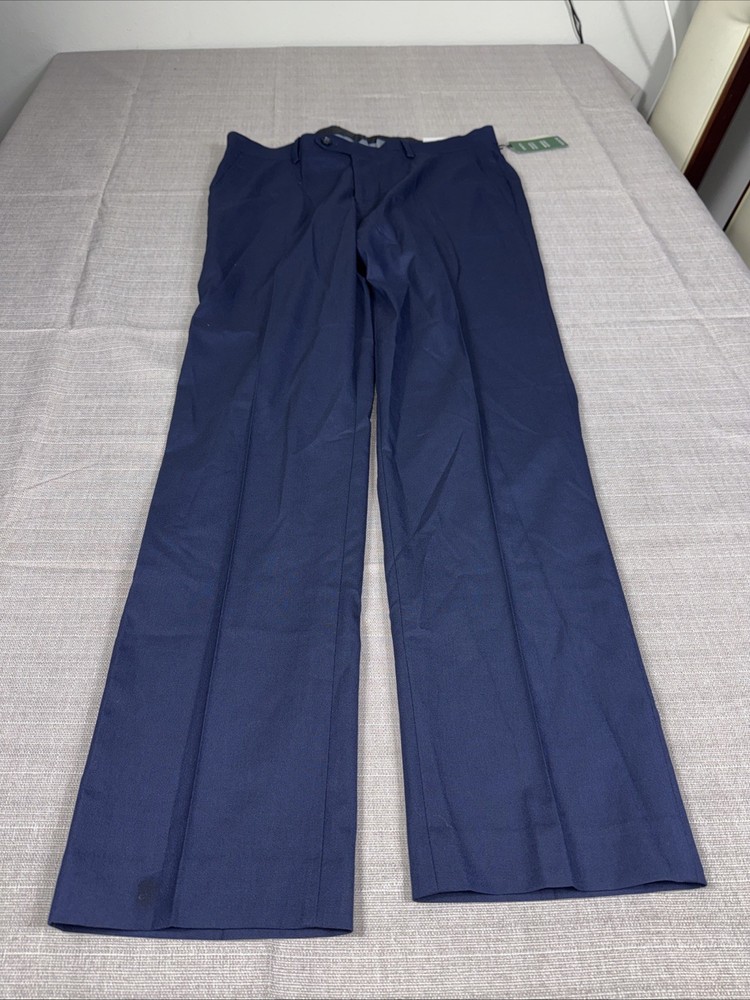 Alfani Mens Classic fit Dress Pants 34 / 32 Blue Solid Stretch NWT