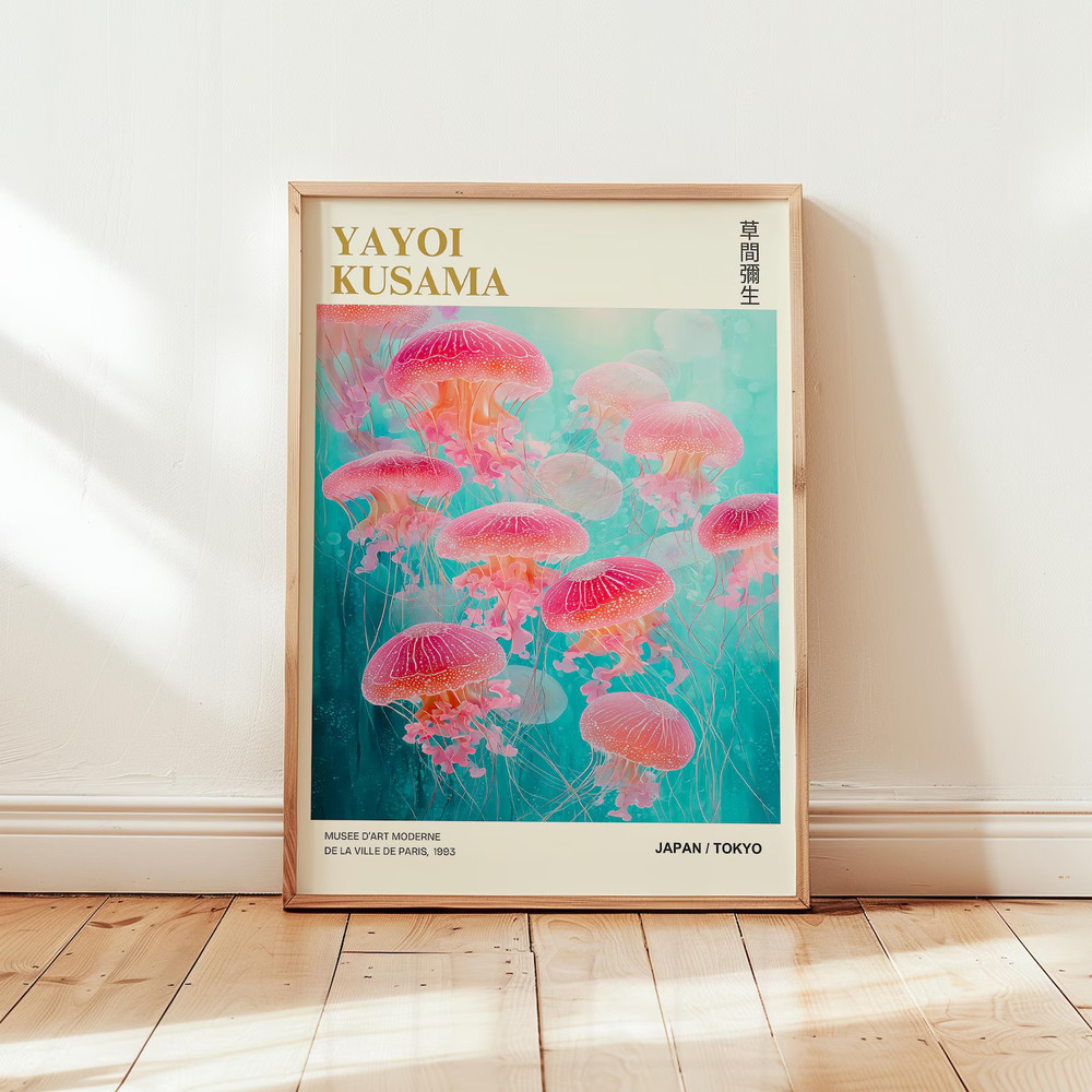 Yayoi Kusama Pink Jellyfish Poster Japanese Modern Art Print