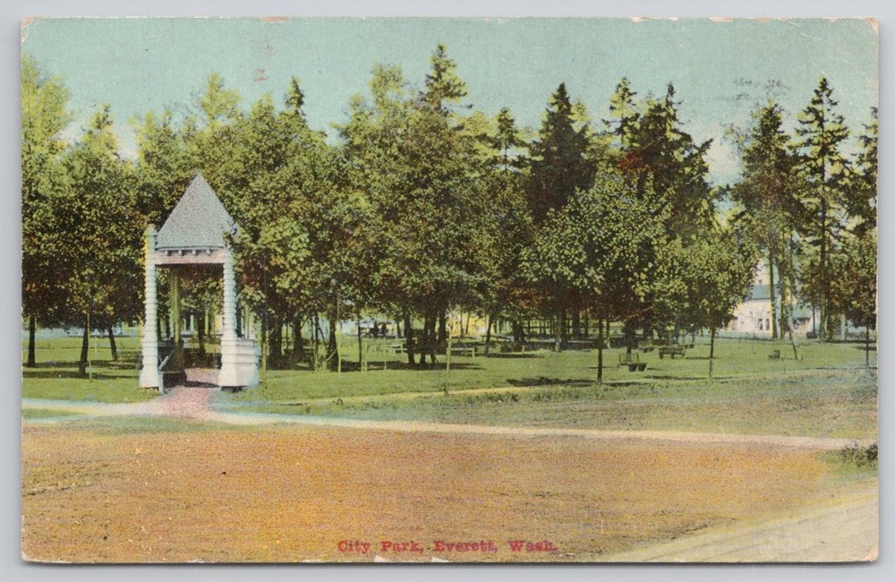 Vintage Everett Washington City Park Gazebo Postcard 1910s Sprouse & Son