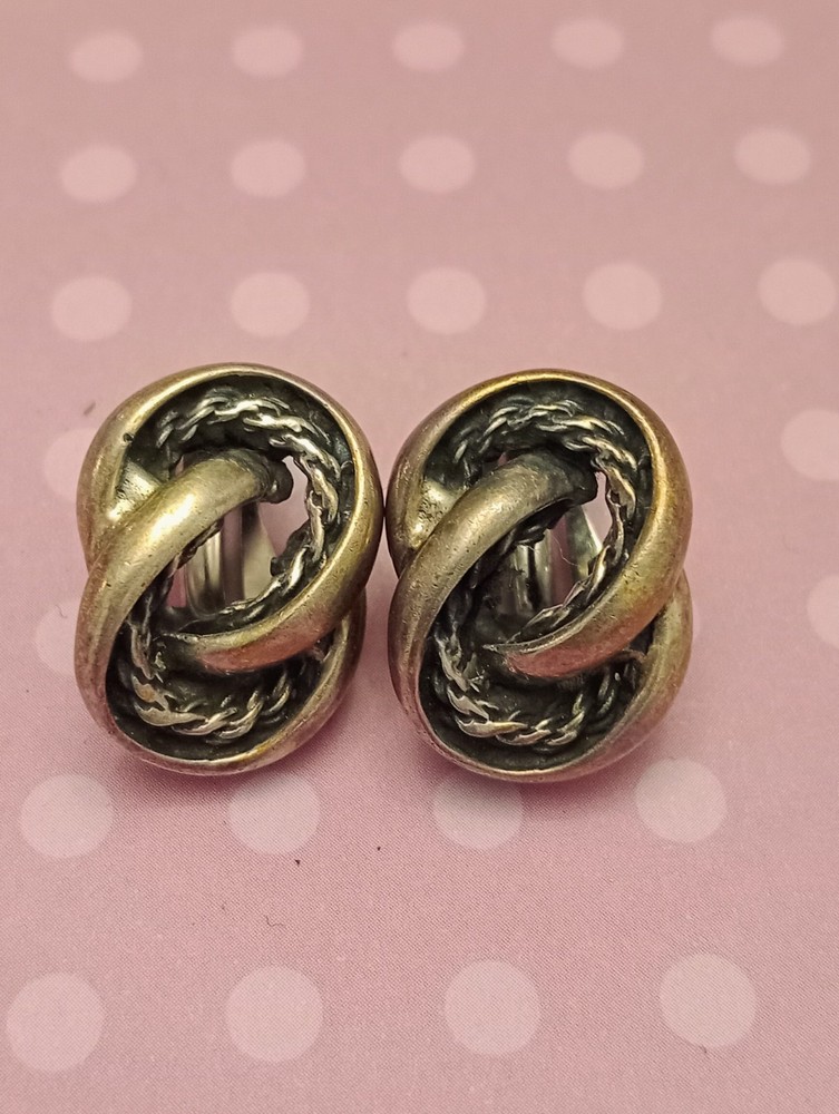 Vintage Sterling Silver Swirl Clip On Earrings