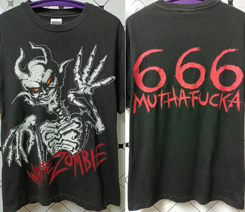 REPRINT 90s White Zombie Horror T shirt 2 side 1996 666 motherF......er