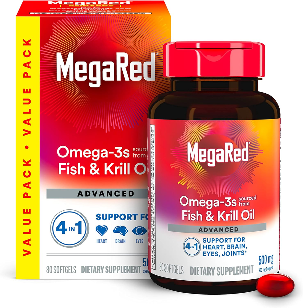 Omega-3 Fish Oil + High Absorption Krill Oil 500Mg Softgels,  Advanced 4In1 (80