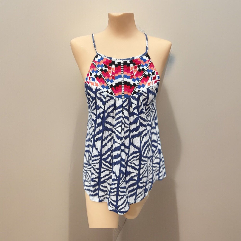LUCKY BRAND Linen Blend Embroidered Tank Blouse for Women Size Small