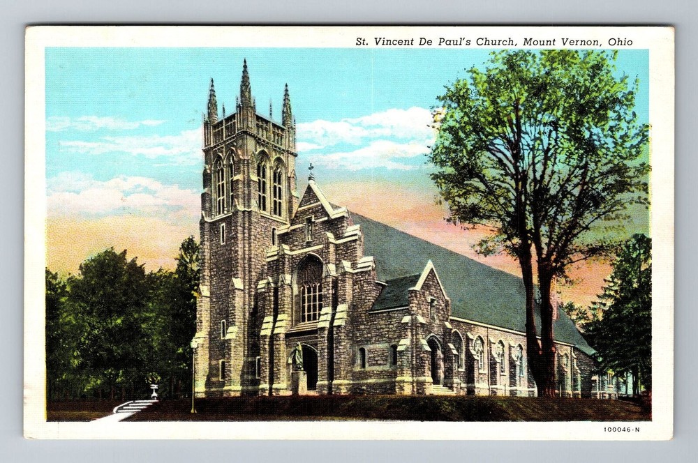 Mount Vernon OH-Ohio, St Vincent De Paul's Church, Religion, Vintage Postcard