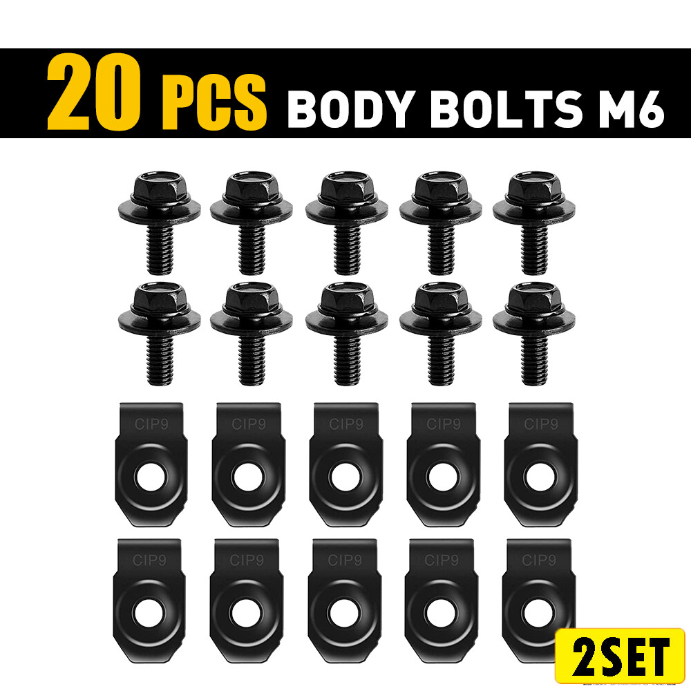 For GM Truck Body Bolts&U-nut Clips- M6-1.0 x 20mm- 10mm Hex- 40pcs (10ea)- #150
