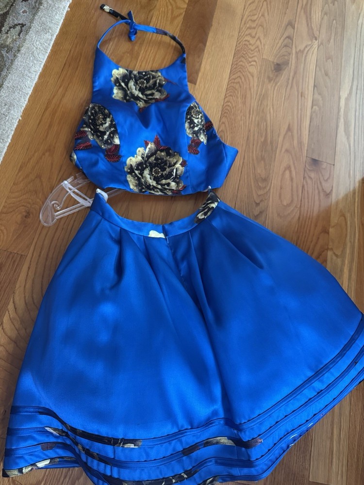 Rachel Allan Size 2 Two Piece Blue Formal Dress