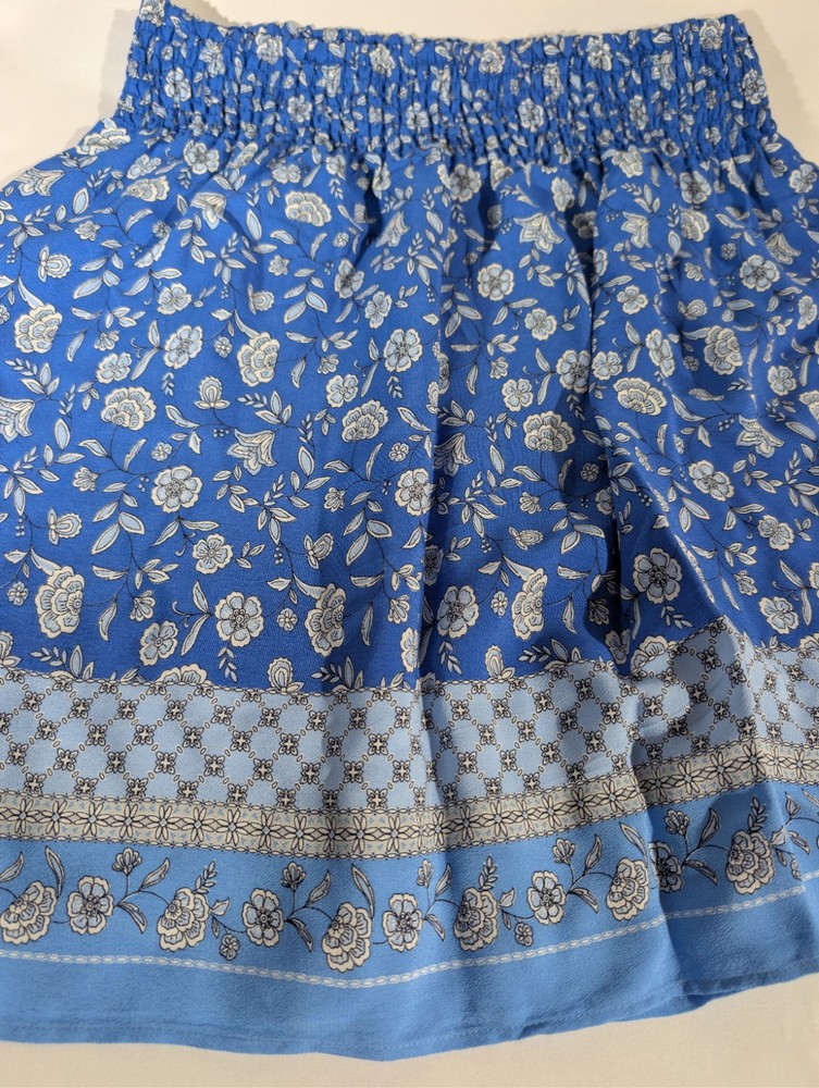 Loft Blue Floral Mini Skirt Size Large