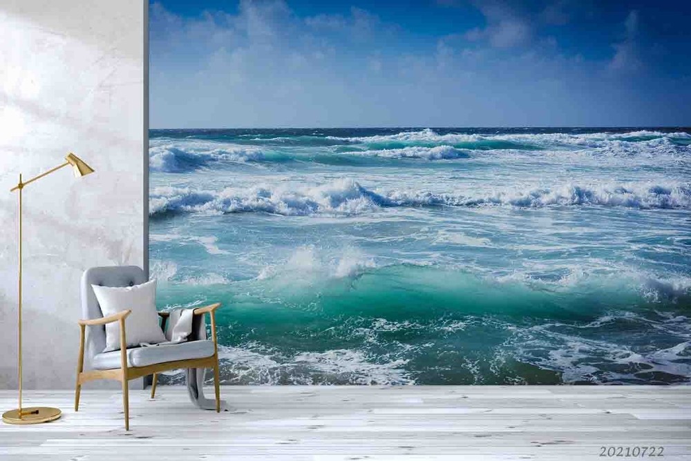 3D Sky Sea Waves Scenery Wall Murals Wallpaper Murals Wall Sticker