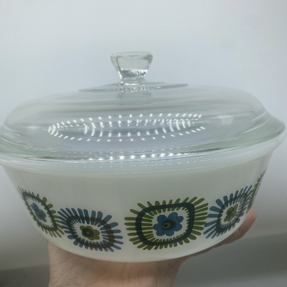 Glasbak 2 Qt Dish Lid Rare Mod Retro Pattern EUC