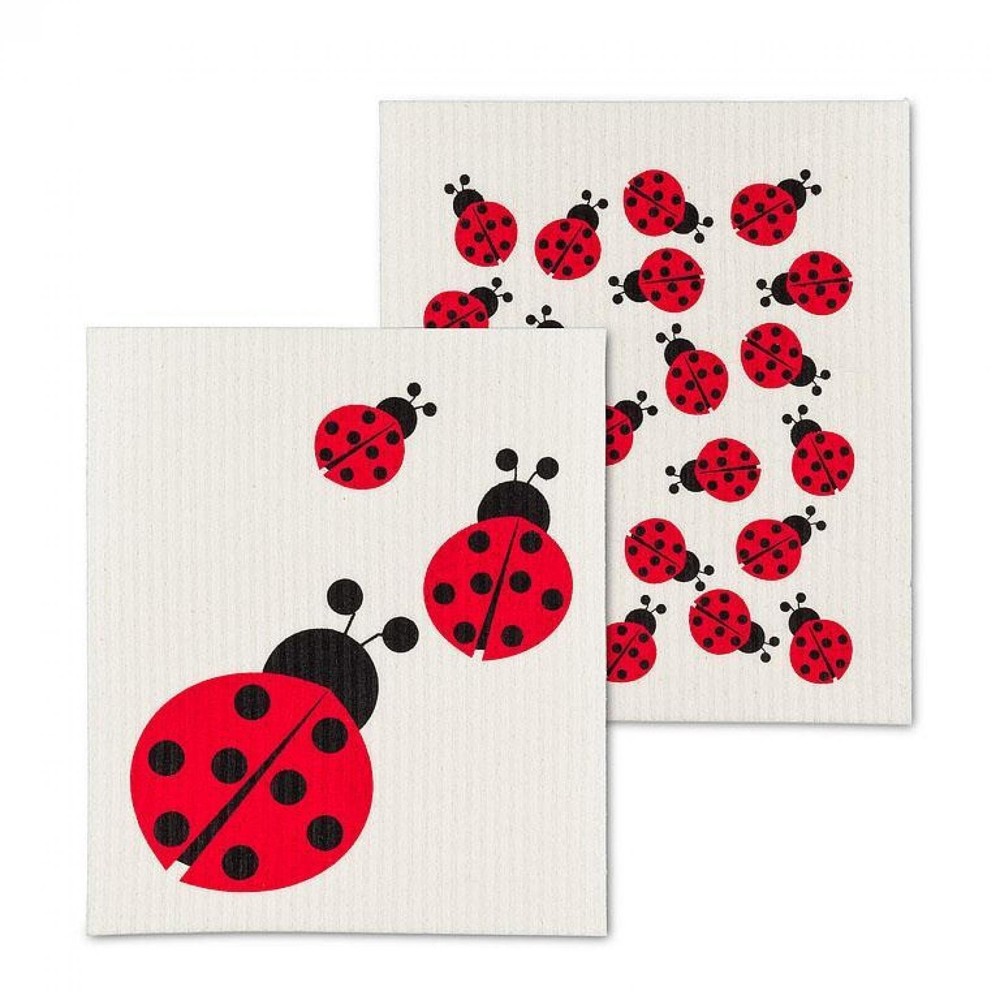 2-Piece Ladybug-Themed Kitchen Dishcloths Set