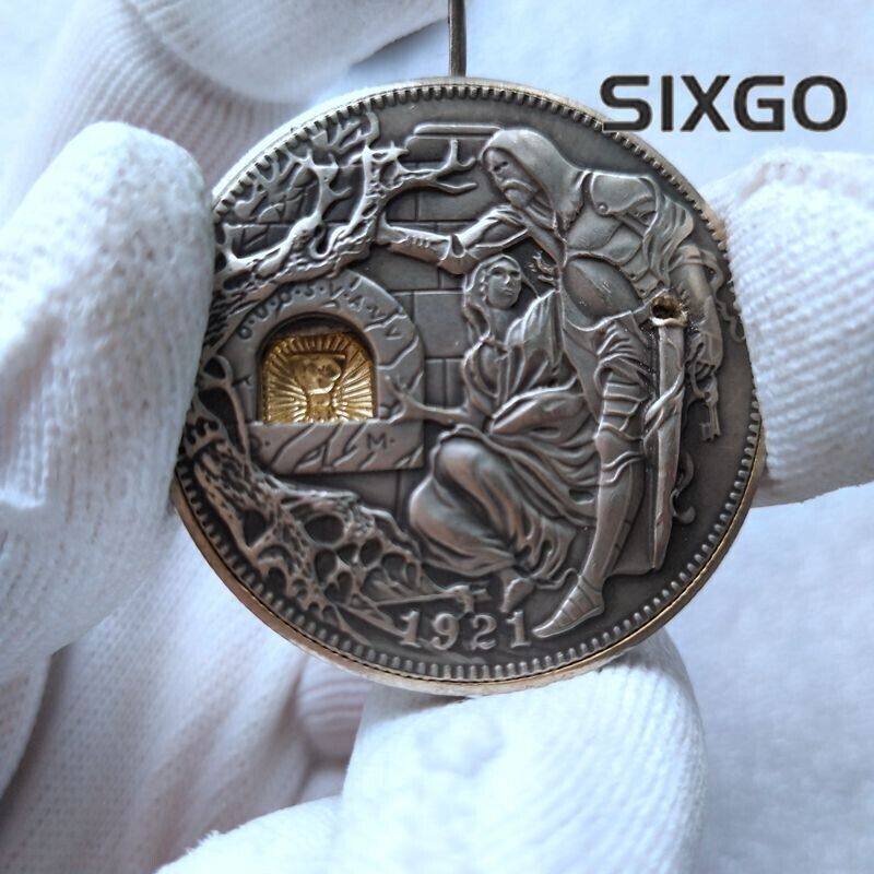 Movable Mechanism Coin Holy Grail with Removable Sword Hobo Art