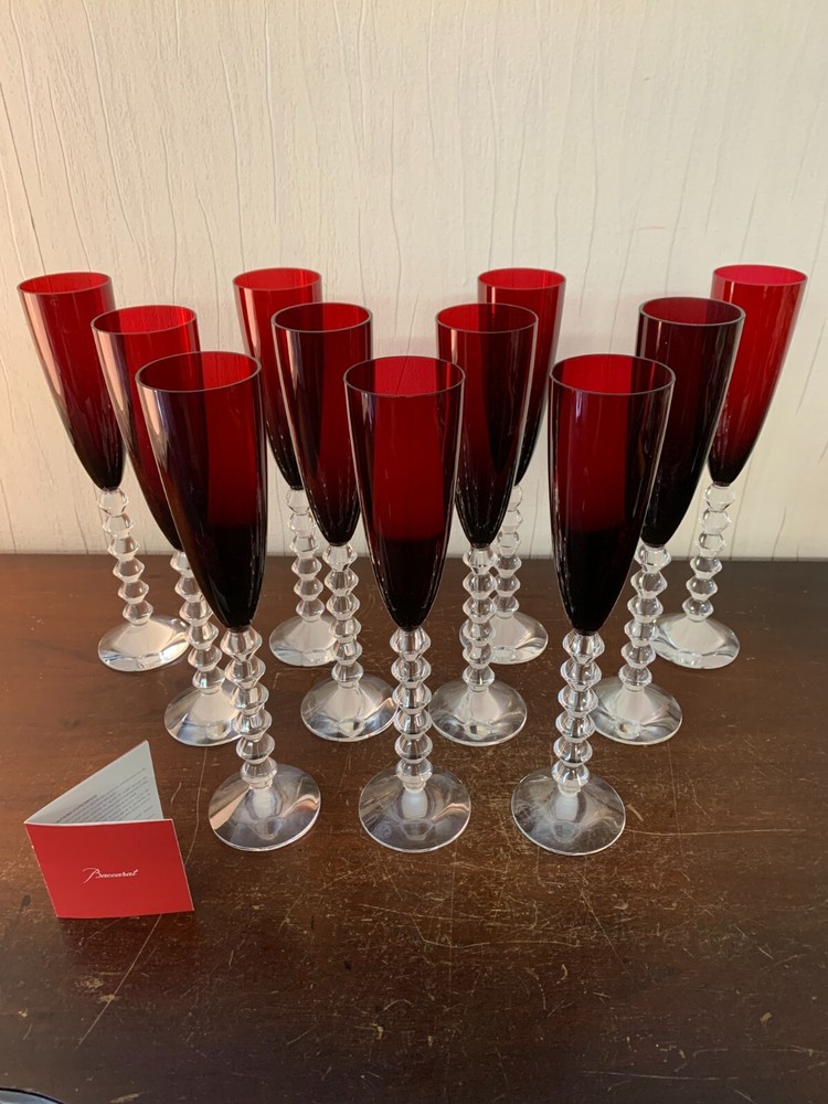12 Flutes Champagne Flutissimo Véga Rouge Cristal De Baccarat (Price Per Unit)