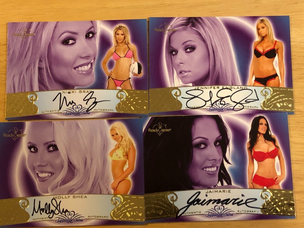 FOUR Cards, M Shea, N Gray, Jaimarie, J England, BW,  Gold,  Autographed cards,