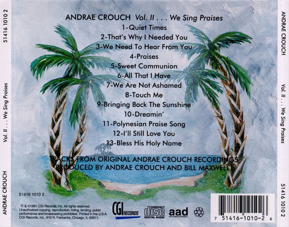 ANDRAE CROUCH WE SING PRAISE, VOL. 2 NEW CD