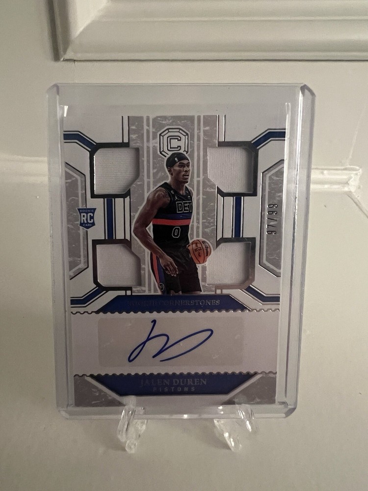 2022-23 JALEN DUREN /99 AUTO JERSEY PANINI CHRONICLES CORNERSTONES ROOKIE RC