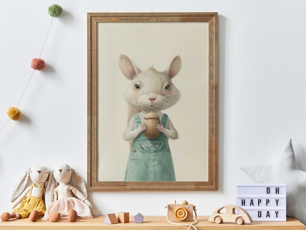 Squirrel Nursery Decor Whimsical Squirrel Print Squirrel Acorn Woodland Animal
