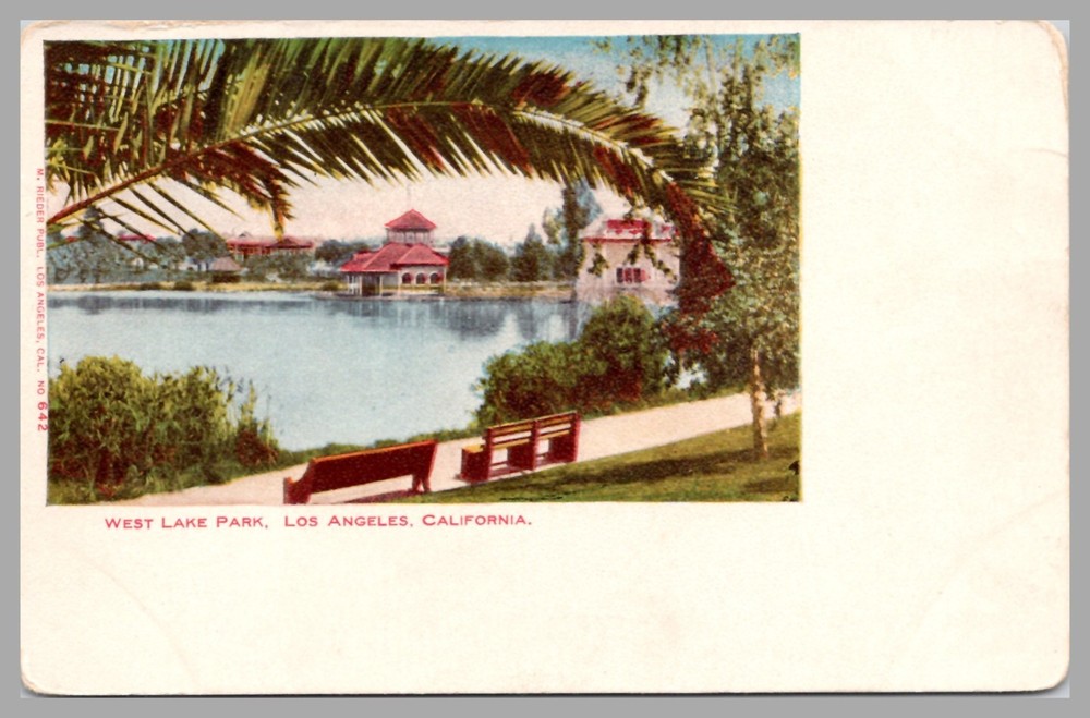West Lake Park  Los Angeles California CA UDB c1905 Postcard