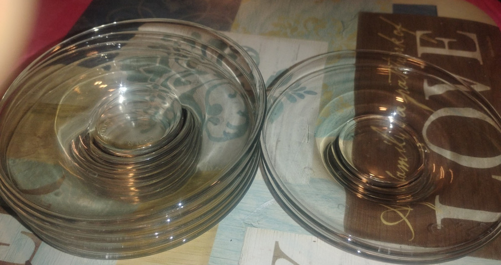 Clear Glass Round Dinner Plates Set Shiny Finish