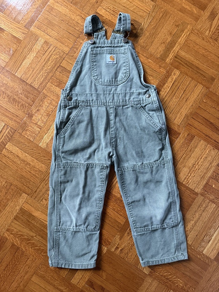 Vintage Carhartt Youth Kids Light Olive Bib Overalls Size 4T Style YTR01 LOV