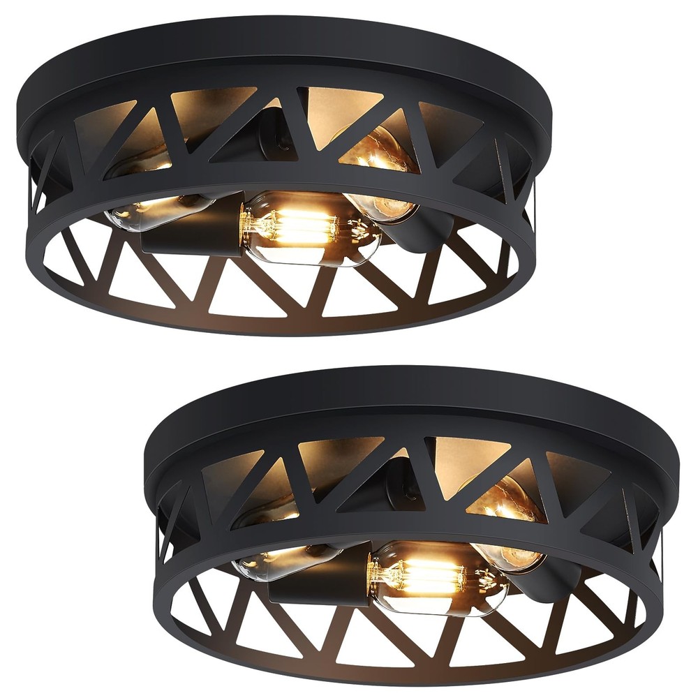 13 inch Black Flush Mount Ceiling Light Fixture,3-Light Light Fixtures Ceilin...