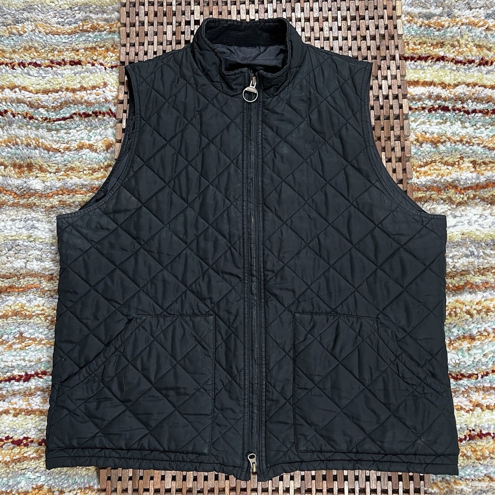 Barbour Diamond Quilted Puffer Best Padded Gilet Black Men’s Size Large L