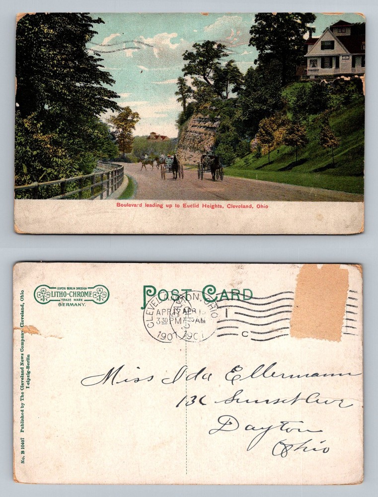 Cleveland, OH-Ohio, Boulevard Leading To Euclid Heights Vintage c1907 Postcard