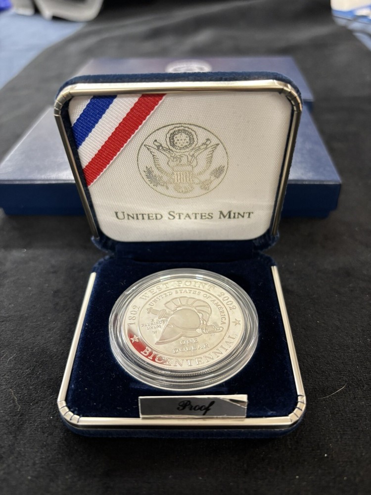 2002 US Military Academy Bicentennial Commemorative Proof Silver $1 OGP, No COA