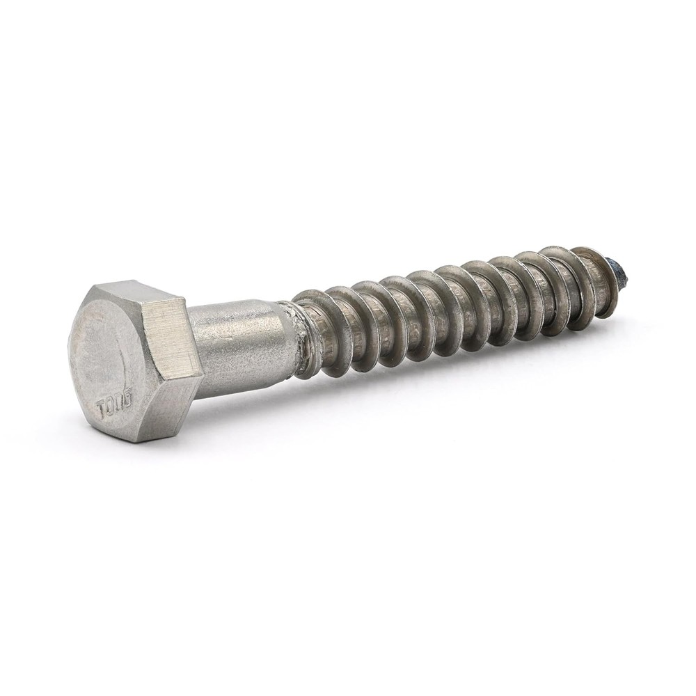 1/4 x 4-1/2 Grade 316 Stainless Steel Hex Lag Screw Partial Thread 25 Pack