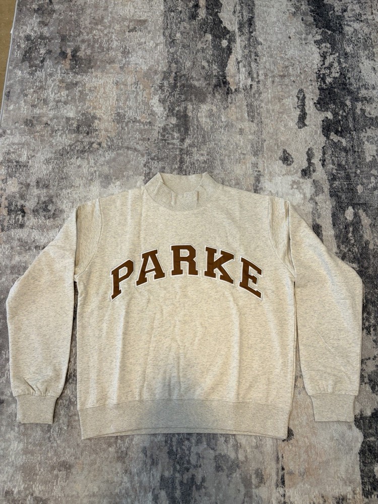 PARKE Gray Mock Neck Pullover Sweatshirt Women’s L/XL Long Sleeve Logo Fleece
