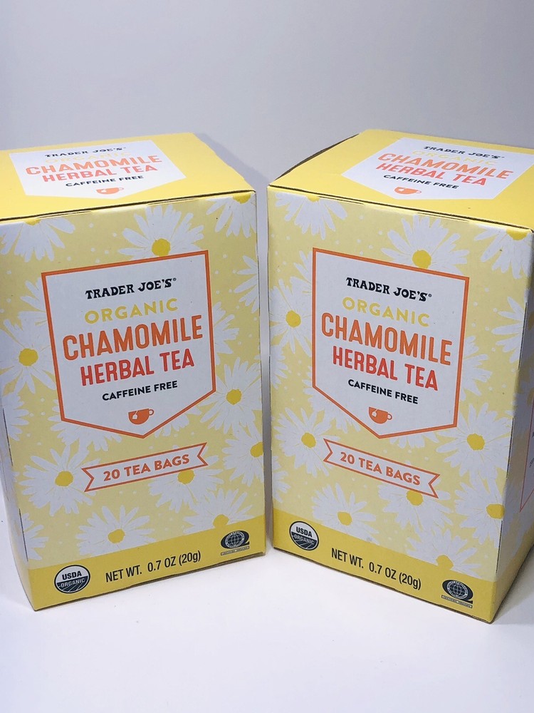 2~ Packs Trader Joe's Organic Chamomile Herbal Tea 20 Tea Bags Each, Total 40 ct