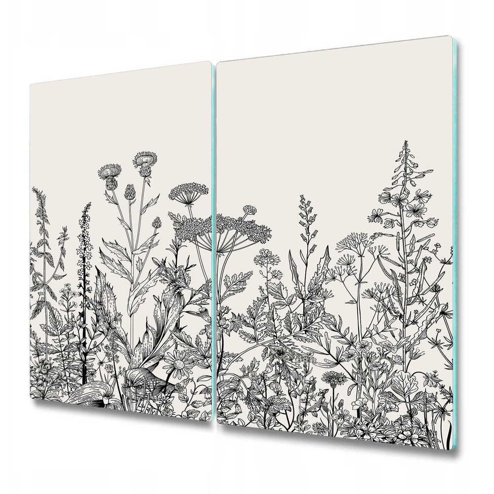 Glass Induction Ceramic Hob Cover Worktop Saver Field flora white 2x30x52