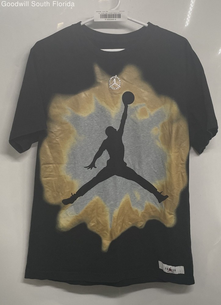 Jordan Mens Jumpman Black Gold Short Sleeve Crew Neck Graphic T-Shirt Size L