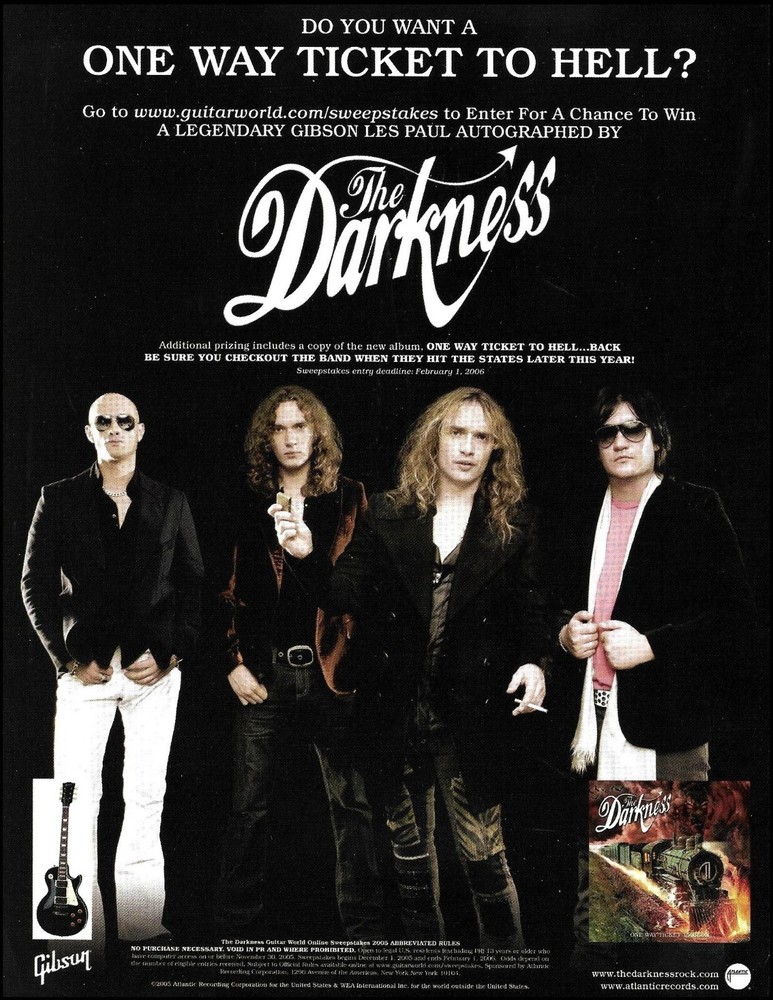 The Darkness band One Way Ticket to Hell and Back 2005 Gibson guitar contest ad