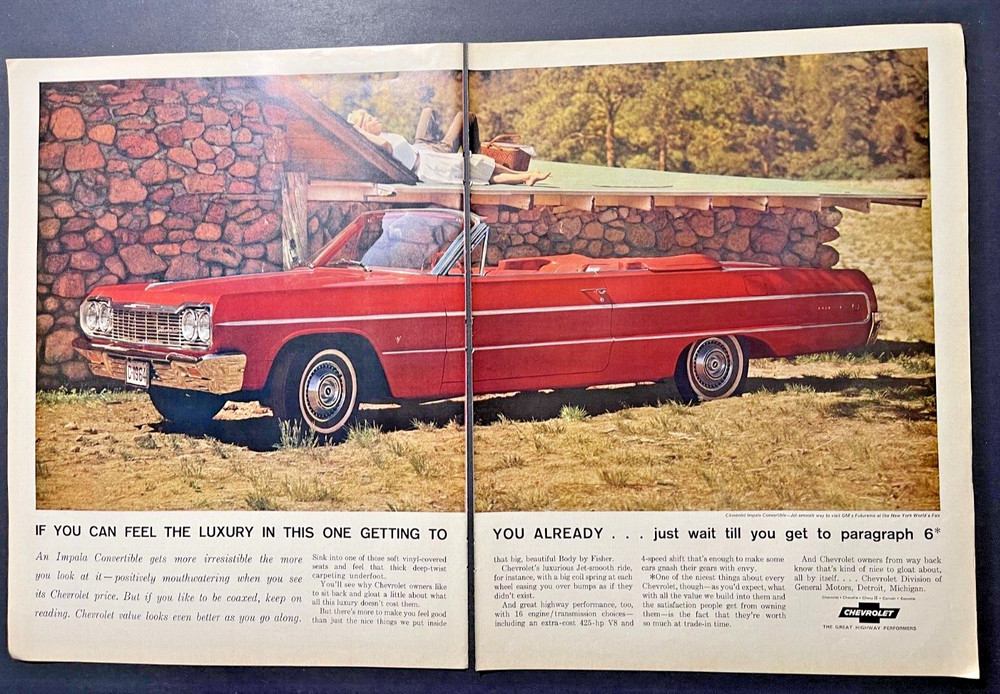 1964 Magazine Advertisement Chevrolet Impala Convertible