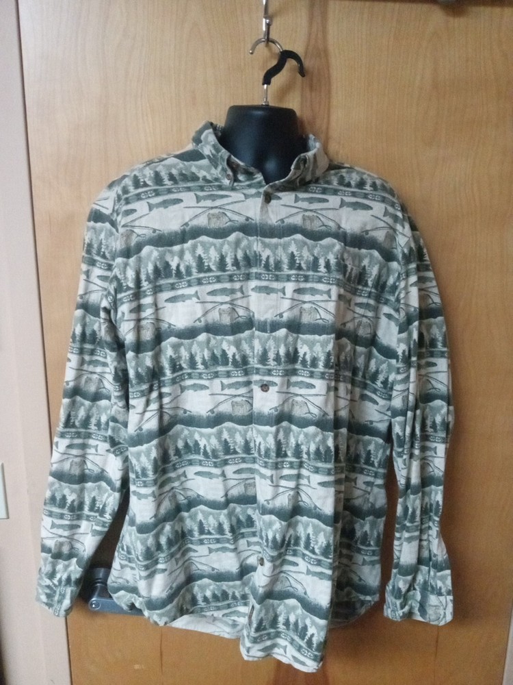 John Rich and Bros Woolrich Shirt Men's Long Sleeve All Over Print Flannel 2XL