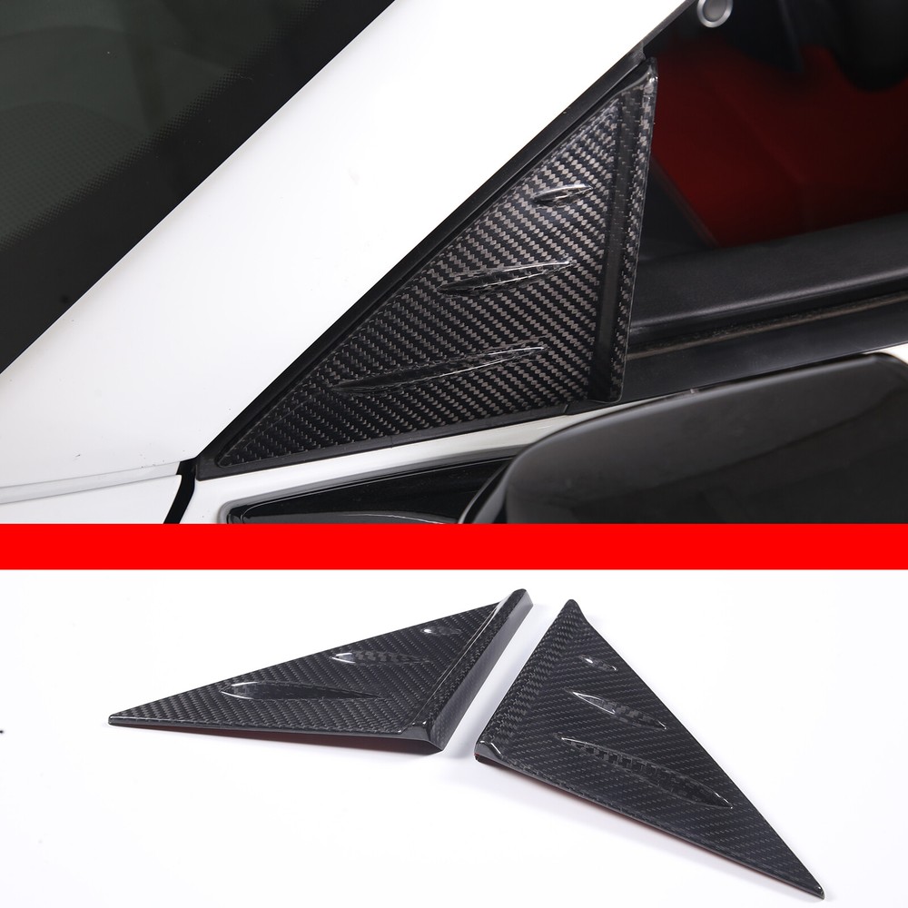 Dry Carbon Rear View Mirror A Pillar Base Trim Cover For Corvette C8 2020-2024