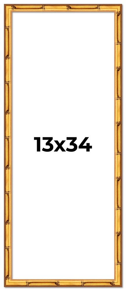 13x34 Frame Gold Bamboo Solid Wood Picture Frame | 1 Inch Moulding Width | Inter