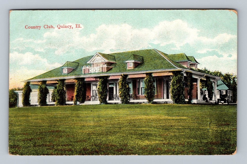 Quincy IL-Illinois Country Club Vintage c1909 Postcard Standard Postal Post Old