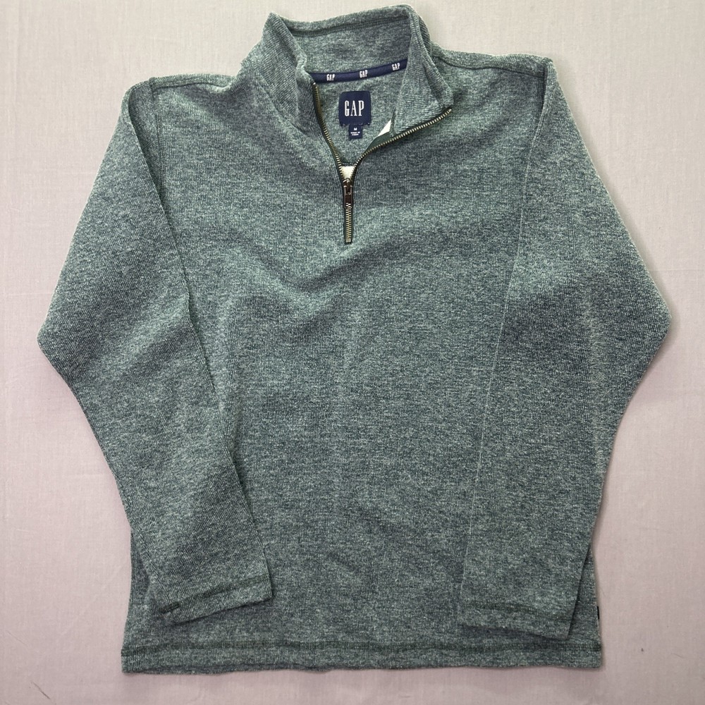Gap Sweater Mens Size M Heather Green Pullover 1/4 Zip Long Sleeve Cotton