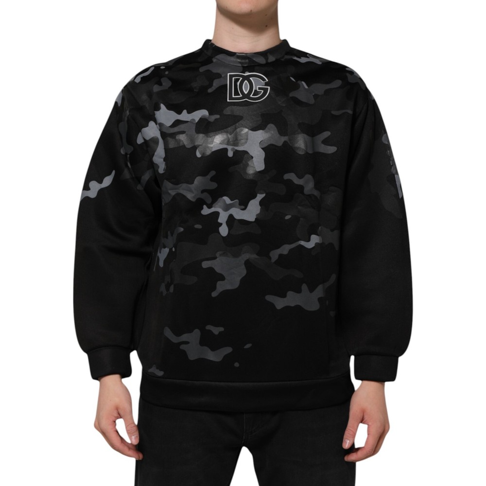DOLCE & GABBANA Sweater Black Camouflage Men Sweatshirt IT44/US34/XS RRP 830usd