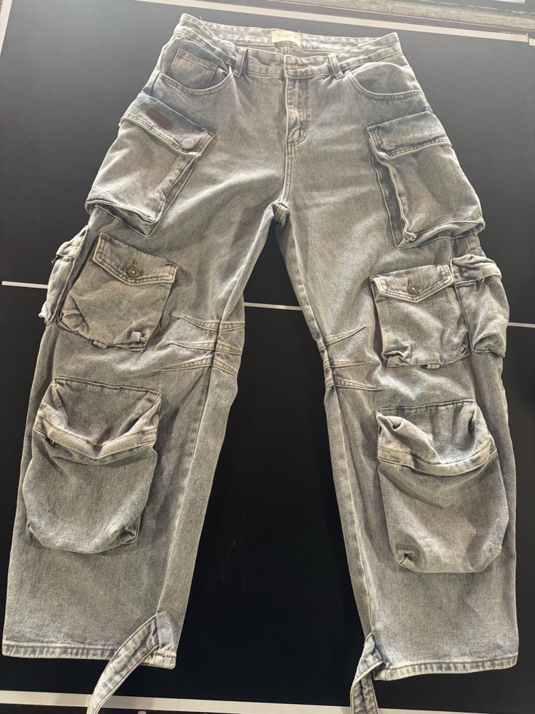YoungLA Men's Denim Jean Cargo Pants Size M Medium