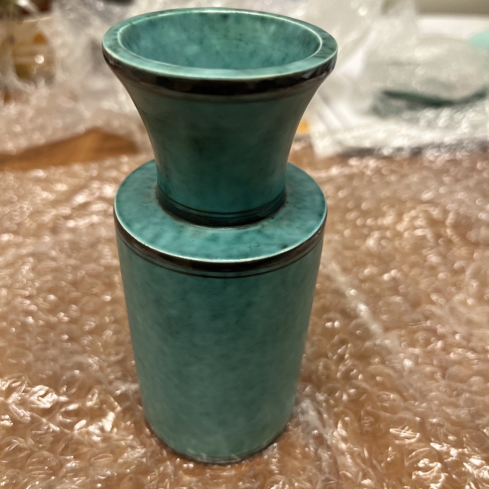 Vintage Gustavsberg Argenta Sterling Silver Vase - Green Sweden