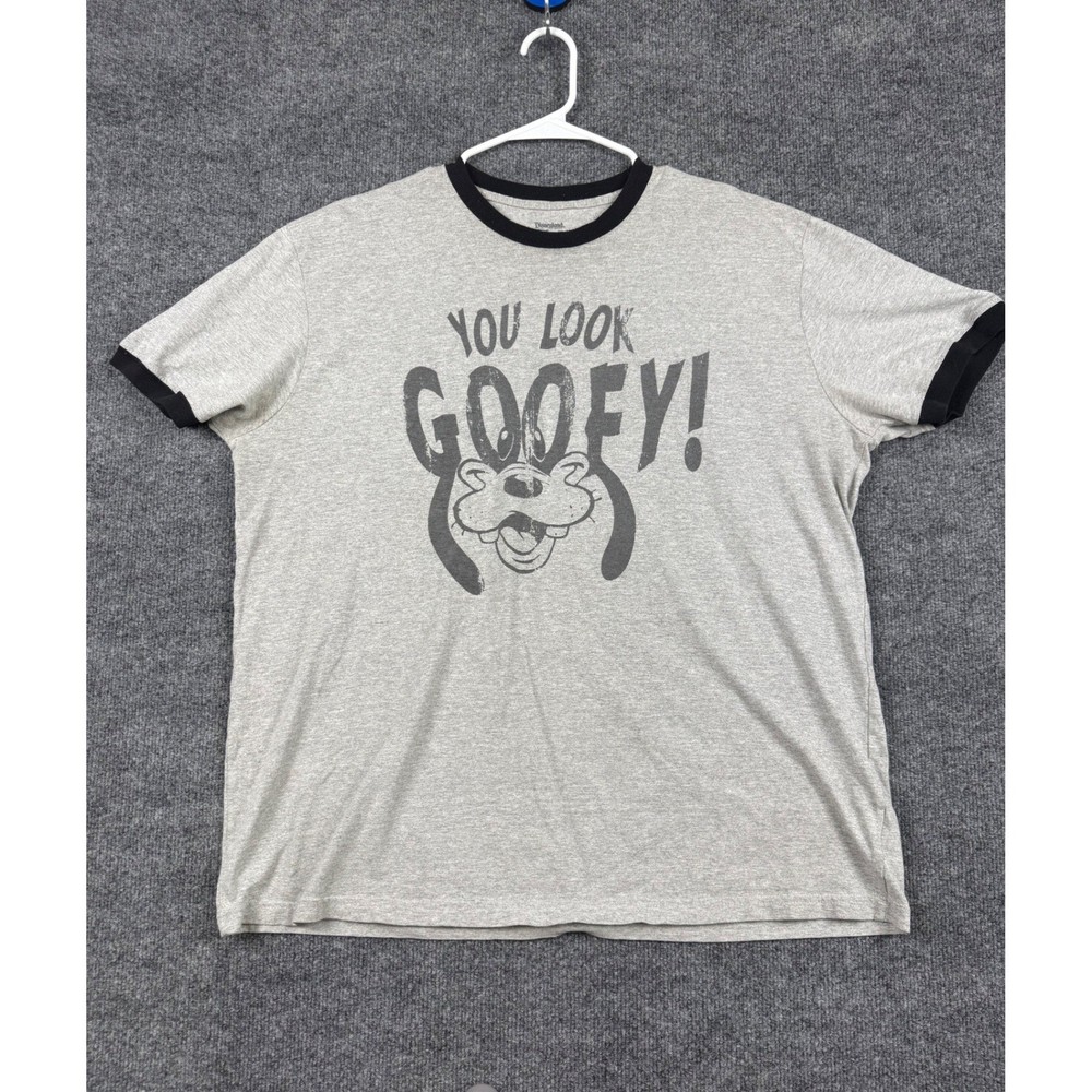 Disney Goofy You Look Goofy Ringer T-Shirt Mens XL Grey Black Disneyland Resort