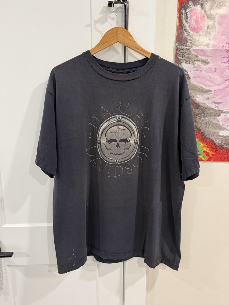 Vintage Faded Thrashed Harley Davidson Skull T Shirt Nashville 2006 Biker