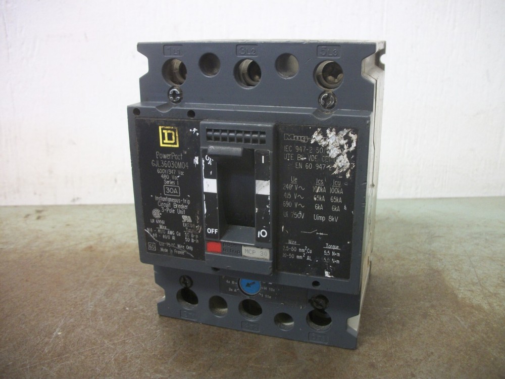 Square D Powerpact Gjl Circuit Breaker Gjl36030M04 30Amp 600Volt 3Pole