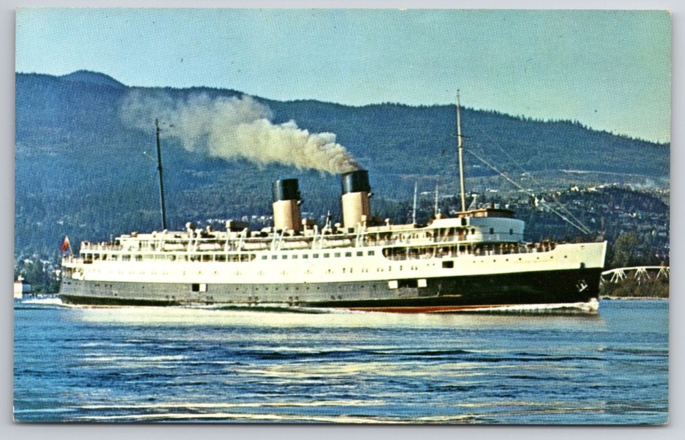 CPR Princess Marguerite Ship Vancouver Canada Kodachrome Postcard 1950s
